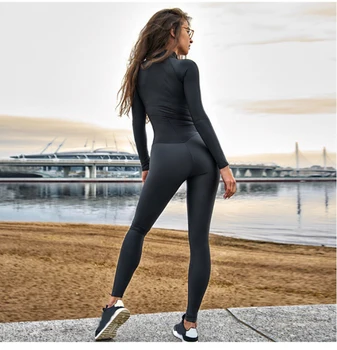 2019 Sexy Fermoar Împletit-O Singură Bucată De Yoga, Set Sport Îmbrăcăminte Strans Hainele De Antrenament Pentru Femei Seturi De Antrenament Trening Active Wear