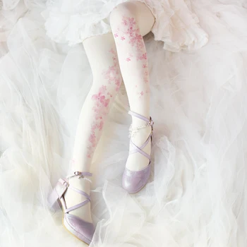 Obiceiuri Străvechi Lolita Sakura Model Imprimat Subțire Jambiere Mori Fata De Zi Cu Zi Pantynose Ciorapi Dresuri Ciorapi Accesorii