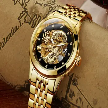 3D Dragon Ceasuri Barbati Top Brand de Lux Gol Ceas de mână pentru Bărbați Impermeabil Automat Mechanical Ceas de Aur Afaceri Dragon Ceas