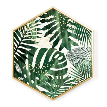Europa de nord Stil Panza Pictura Hexagon Poze de Perete Pentru Camera de zi Oglinzi Înrămate Europa Hol Planta frunze de Copac