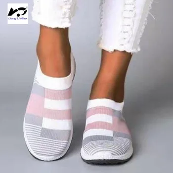 Nouă Femei Adidași Vulcanizat Pantofi Șosete Adidasi Femei Vara Alunecare Pe Pantofi Plat Pentru Femei Plus Dimensiune Mocasini