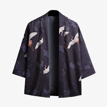 Vara tipărite felinar pantaloni de jogging pantaloni casual barbati Japoneze jumătate maneca kimono cardigan subțire T-shirt îmbrăcăminte de protecție solară