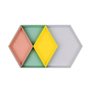 4 Buc/set Nordic de Culoare Geometrice Tava de Stocare de Fructe din Plastic Desktop Combinație de Stocare Placa de Acasă Decorative Placă Detașabilă