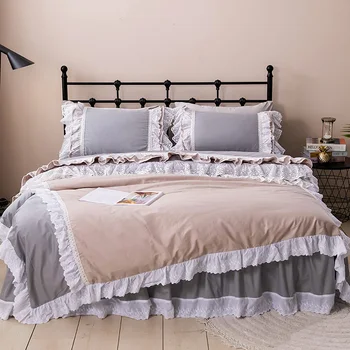 Bumbac lenjerie de pat set printesa avertizează carpetă acopere Manual dantela brodata de îmbinare fata de perna cuvertura de pat pat de flori răspândit kit HM-20P