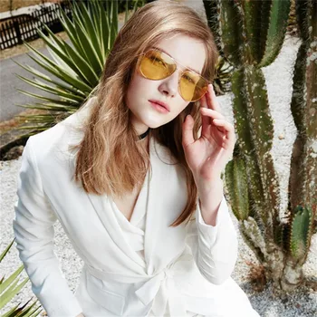 2019 moda pentru bărbați ochelari de soare retro clasic design de brand pilot femei UV400 ochelari cadru de metal galben ochelari de noapte