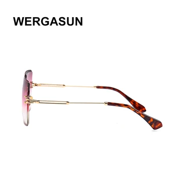 WERGASUN Pătrat fără ramă de ochelari de Soare pentru Femei de Vară Roșu Ochelari de Moda de Brand de Lux ochelari de Soare Pentru Barbati UV400 zonnebril