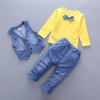 2019 primăvară Nouă îmbrăcăminte pentru copii Vesta+tricou și pantaloni 3 piese Seturi de Îmbrăcăminte pentru Băieți și fete haine Copii haine