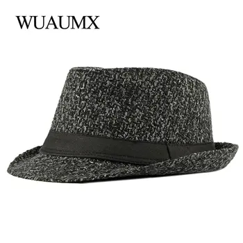 Wuaumx Brand NOU Toamna Iarna Fedoras Pălărie Pentru bărbați tricotate de Sus Jazz Pălării Bărbați Femei Retro Pălărie Panama Clasic Bowler Capace de Bumbac