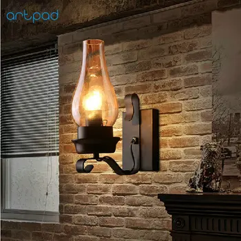 American Vintage E27 Industrial Perete Lampă cu Abajur de Sticla Bar Restaurant Sala de Mese Creative de Perete LED Lămpi cu Kerosen Lumina