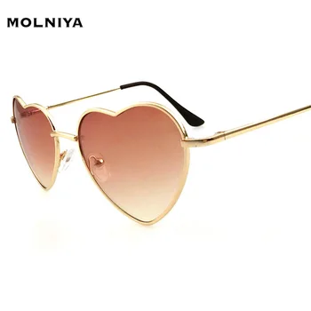 2020 Drăguț Piersic Forma de Inima ochelari de Soare Femei de Moda de Metal Gradient de Ochelari de Soare Ocean Lentile UV400 Ochelari