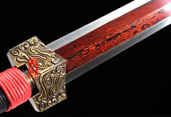Mâna Forjare Roșu Pliat Model de Oțel Dublu Ascuțite han jian Chineză Sabia Gata de Luptă China Săbii de Luptă cuțit