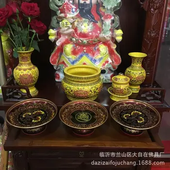 Religioase altar de închinare Lotus aliaj antice Budiste oferind farfurie de plastic tribut placa ritual Buddha instrumente