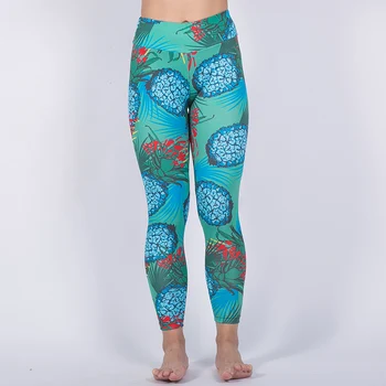 2019 Noua Moda Albastru Ananas Imprimate Jambiere De Yoga Pentru Femei Sport Jambiere Elastice Mare De Fitness Jambiere Rulează Pantaloni Sport