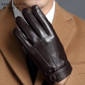 Autentice din piele de om Mănuși de iarnă ține de cald mănuși subțiri Crește catifea mănuși de piele de oaie pentru bărbați mănuși touch screen MLZ106