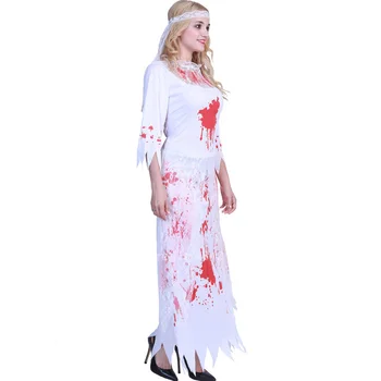 Groază De Femei Sângeroase Mireasa Fantoma Înfricoșătoare De Halloween Cosplay Costum Zombie Diavolul Vampir Carnaval Deghizare Joc De Rol Fantezie Rochie