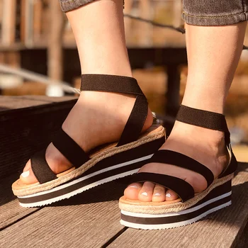 Nouă Femei Pene Doamnelor Sandale Flats Platforma Pantofi Femei Casual Slip Pe Bomboane Feminin Culoare Curea Cruce Fata, Plus Dimensiunii Vară