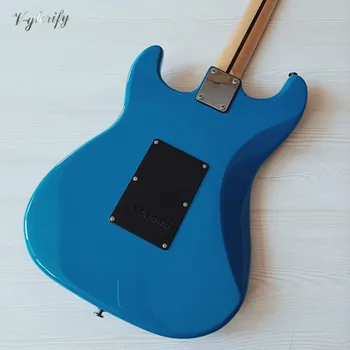 Plin basswood body ST chitara electrica 39 inch 6 string albastru finisaj lucios chitara electrica