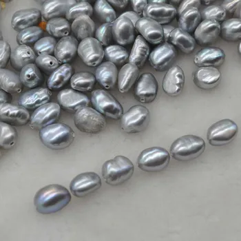 En-gros adevarata perla gri vrac 6*7-9mm plin margele gaura 50pcs