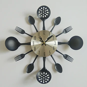 Real Metal Ceas De Perete Cuțit De Bucătărie Decorare Cuarț Mut Moderne Separă Ac Uita-Te La Acasă