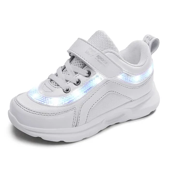 Roz Copii Pantofi de Lumină Led-uri luminoase, Pantofi Fete Baieti USB de Încărcare Pantofi Sport Pantofi Casual Led-uri usb Copii Adidași Stralucitoare
