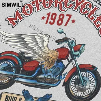 Bărbați Vintage Motocicletă Cu Aripi tricou Cool Rider Tricou Maneca Scurta Bumbac Reparații Motor Grafic Teuri de Îmbrăcăminte