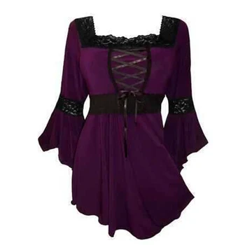 15 2019 Noi Medieval, Renascentist Topuri De Halloween Cosplay Prințesă Gotic Bell Sleeve Shirt Steampunk Bumbac Bluza Victorian
