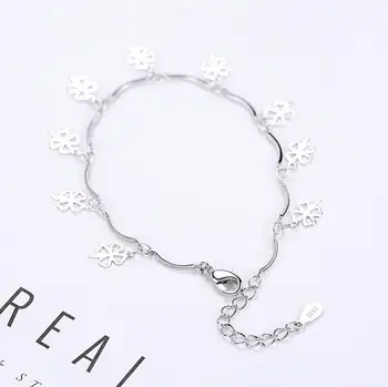 Argint 925 Bratari & Brățări Pentru Femei Sterling-silver-bijuterii Minunate Clover Brățară pulseira S-B114