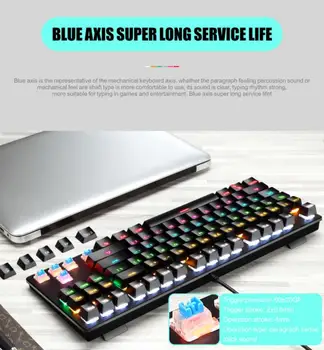 RU/US Jocuri Mecanice Tastatură Albastru Roșu Comutator 87key Tastatura cu Fir Anti-ghosting RGB/ se Amestecă cu iluminare de fundal LED-uri USB Pentru Laptop PC Gamer