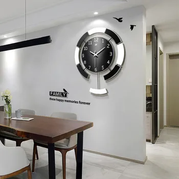 Nordic design Simplu modern leagăn ceas de perete pentru camera de zi creative ceas din lemn casa de decorare arta de cuarț ceas