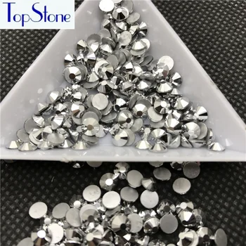 Topstone Unghii Stras Flatback ss3-ss34 Argint Hematit Culoare Cristal de Sticlă Adeziv Pe Non Hotfix cu Strasuri