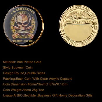 5PCS statele UNITE ale americii Armata Lunetist Original Trage O Ucide American Eagle Provocare Militară Monede de Colecție