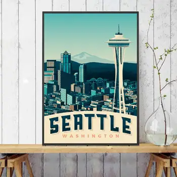 Seattle Călătorie Panza De Arta Poster Print Decor Acasă Tablou Fara Rama