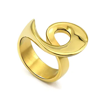 Aur/Otel Culoare Deget Inelul De Personalitate Bijuterii De Moda, Design Simplu, Elegant, Femeie Deget Din Oțel Inoxidabil Cuplu De Nunta Inel