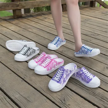 Noua EVA Mozaic Femei Jumătate Sandale Papuci Doamnelor Primavara-Vara Cașmir Moale Piscină Interioară Pantofi de Lumină
