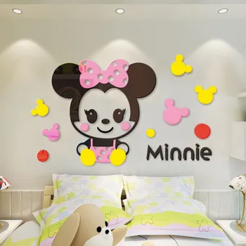 Disney Mickey Minne Cristal Arca Vigoare 3D Autocolant de Perete de Desene animate Drăguț pentru Copii Camera de Dormitor, Noptiera Grădiniță Decora Pictura