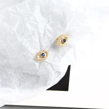 Ying Vahine New Sosire Ochi Răi Cercel Argint 925 Mini Zirconiul Albastru Ochi Cercei Stud pentru Femei