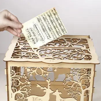 DIY Cadou de Nunta Cerb din Lemn Card Caseta de Bani Cazul Cu Blocare Rustic Frumos de Ziua Favoruri de Partid Decor Consumabile H4GD
