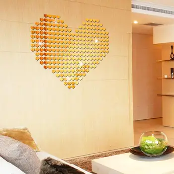 100buc/Pachet Acril Oglindă 3D Autocolante de Perete de Artă Murală Decal Inima Mozaic Cameră de Hârtie de Perete pentru Camera Copii Acasă Decorare 2.25*2cm