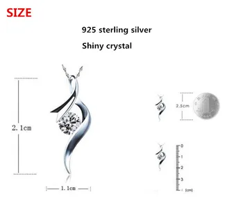 Argint 925 moda strălucitoare de cristal doamnelor'pendant coliere bijuterii femei lanț scurt nu se estompeze en-gros ieftine cadou