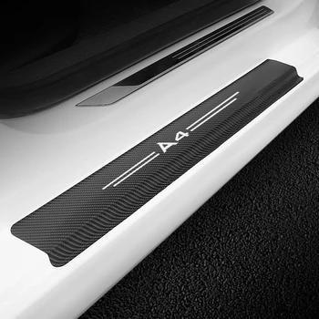 4BUC Masina Pragului de Ușă Protector Autocolante Fibra de Carbon Vinyl Decals Pentru Audi A4 B5 B6 B7 B8 B9 Auto Pragul Ușii de Acoperire Accesorii