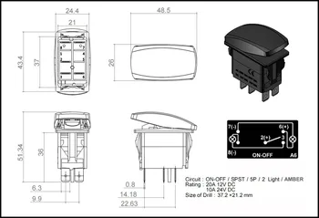 Marin Grad Impermeabil IP66 LUMINI de LUCRU LED Comutator Basculant AMBER lampă cu Led-uri de 5 Pin ON/OFF SPST DC12V 24V