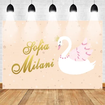 Neoback White Swan Fondul pentru Fotografie Ziua de nastere Copilul Sofia Milani Tema Party Banner Decor de Fundal Fotografie Fundal Portocaliu