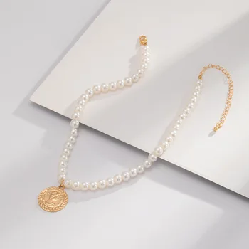 Moneda Perle Geometrice Pandantive Coliere Pentru Femei De Aur Margele De Metal Lanț Colier Nou Design De Bijuterii Cadou