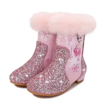 Femei Cizme Martin Noua Elsa Printesa Pantofi Roz de Zăpadă Cizme Copii Blana Cizme Fete Cizme de Iarna pentru Fete pantofi de Vacă Musculare