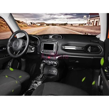 Interior Din Fibra De Carbon De Culoare Volan Butonul De Viteze Capacul Panoului De Tapiterie Auto Crom Styling 2016 2017 Pentru Jeep Renegade Accesorii
