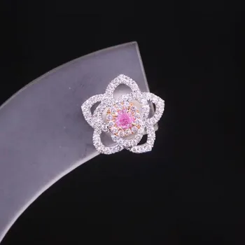 ÎNGER NEGRU Elegant Flori Petală Insertie de culoare Roz de Lux Cristal Piatră prețioasă Argint 925 Cercei Stud pentru Femei Bijuterii de Nunta