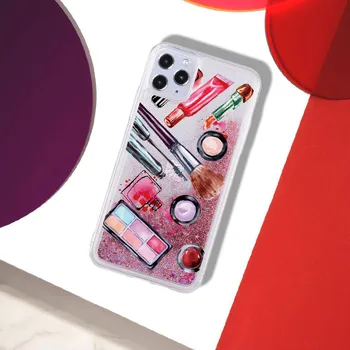 Cosmetice Fard de obraz Ruj Strălucire Lichid Real Sclipici Caz de Telefon Fundas Cover pentru iPhone 11 XR Max Pro 7 8 7Plus 8Plus