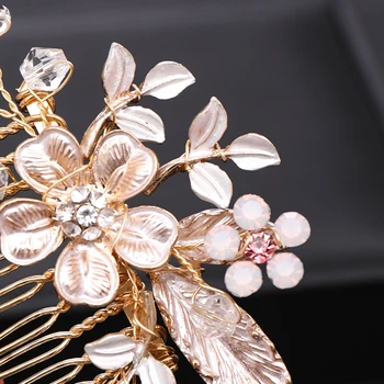 Mireasa Floare de Aur Nunta de Cristal Piepteni de Păr Accesorii de Par pentru Mireasa Handmade Tiara diadema Femei ornamente de Păr Bijuterii