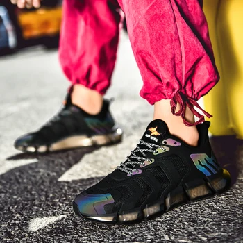 Ochiurilor de plasă de culoare de potrivire casual barbati pantofi luminoase, rezistente la uzură sport pantofi dantela-up platforma pantofi drumeții Zapatillas Hombre noi