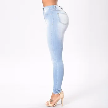 Femeile de Slefuire Albe Elastic Skinny Stretch Jeans Plus Size 3XL Talie Inalta Blugi Spălate Denim Casual Pantaloni de Creion Blugi Femei
